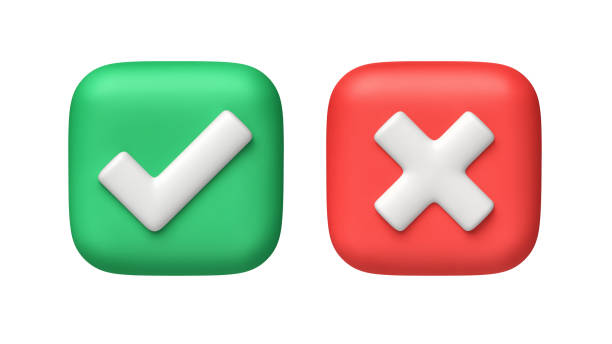 istock Tick and cross icon. Green and red buttons isolated on white 1369273080