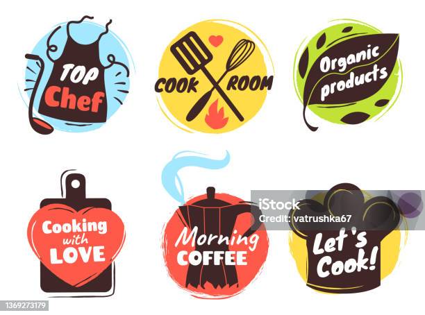 Cookable Logo Cooking Logo With Hand Written Lettering Kitchen Utensils Badges For ...