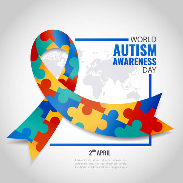 세계 자폐증 인식의 날입니다. - awareness ribbon stock illustrations