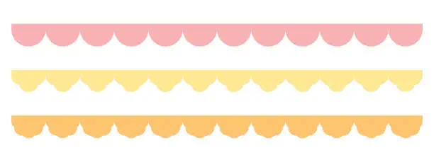 Vector illustration of Cute scalloped edge seamless upper border set.