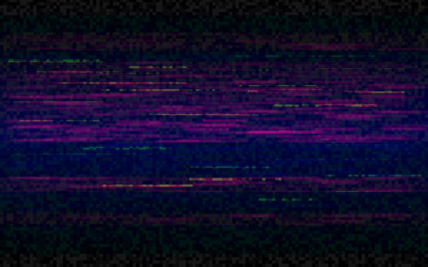 Glitch digital backdrop. Video distortion effect. Video data error. HD television screen with random shapes. Color distorted signal. Vector illustration Glitch digital backdrop. Video distortion effect. Video data error. HD television screen with random shapes. Color distorted signal. Vector illustration. television lines stock illustrations