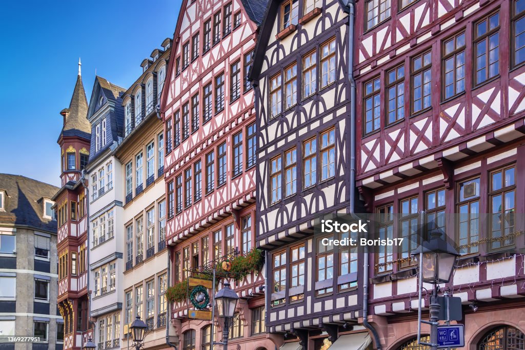 Romerberg square, Frankfurt, Germany Historical houses on Romerberg square, Frankfurt, Germany Frankfurt - Main Stock Photo