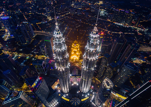 Kuala Lumpur skyline at night illuminations