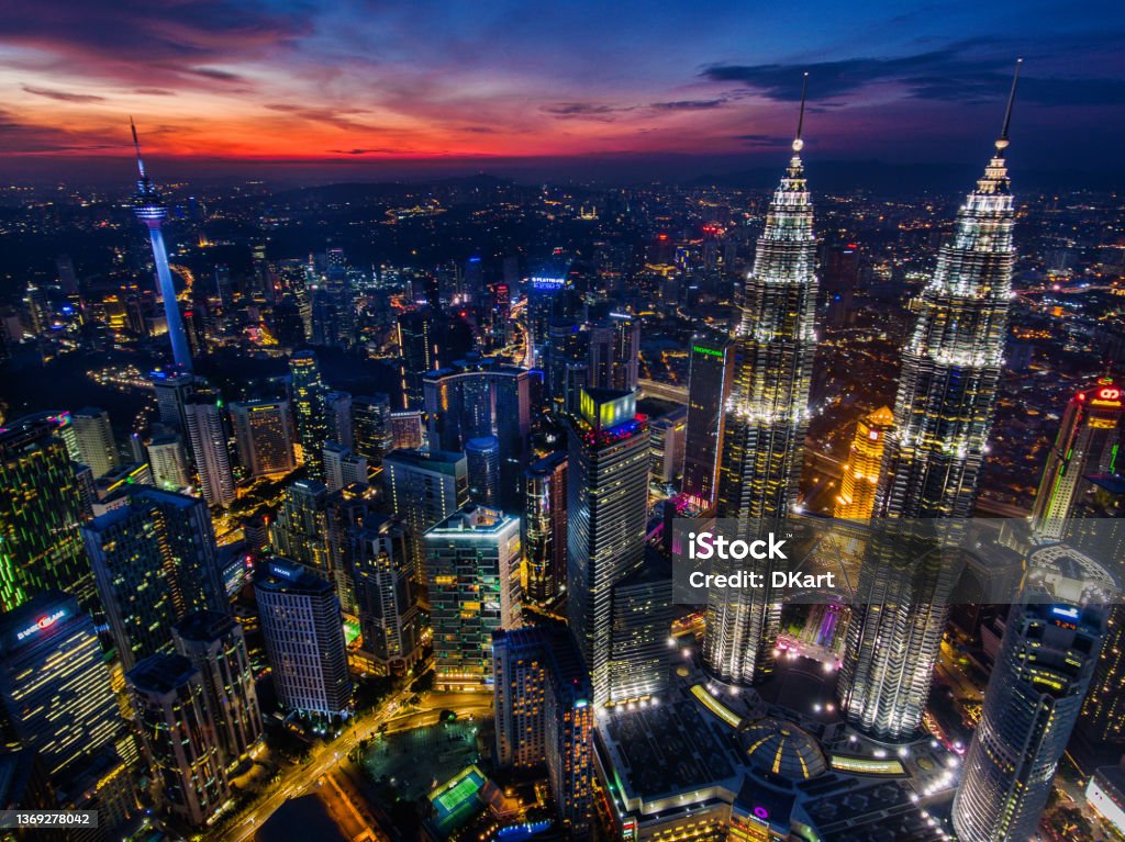 Kuala Lumpur skyline at night illuminations Kuala Lumpur Stock Photo
