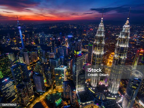 Kuala Lumpur Skyline At Night Illuminations Stock Photo - Download Image Now - Kuala Lumpur, Malaysia, City