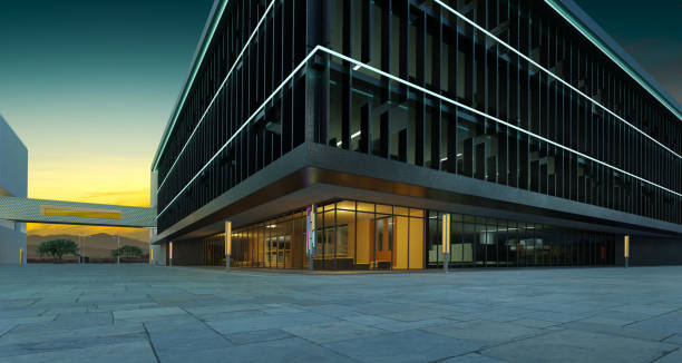 istock Urban modern building business office area 1369279144