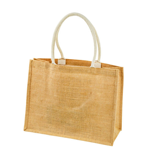 istock Hessian or jute bag - reusable brown shopping bag with loop handles 1369284234