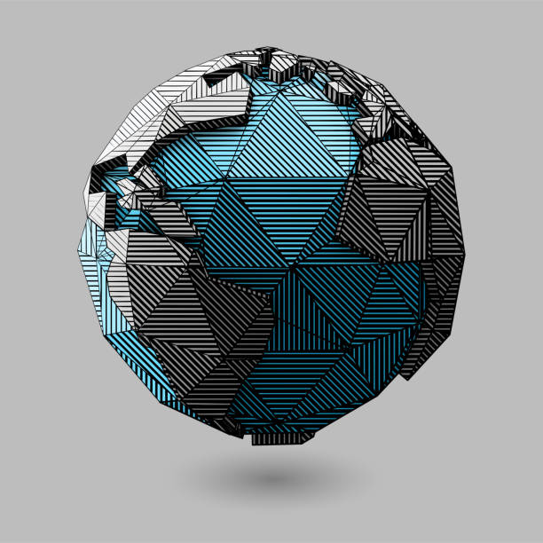 vektor künstlerische welt globus illustration - connection in a row striped globe stock-grafiken, -clipart, -cartoons und -symbole