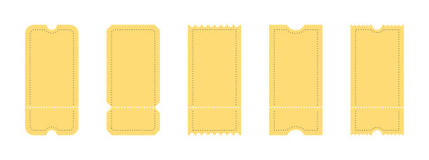 Ticket icons. Coupon icons. Various yellow ticket templates. Vector illustration Ticket icons. Coupon icons. Various yellow ticket templates. Vector illustration admit stock illustrations