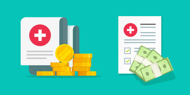 Money healthcare expense vector for medical prescription icon or health care insurance policy claim form financial cost budget flat cartoon illustration, medicaid price cash spend, coverage benefit Money healthcare expense vector for medical prescription icon or health care life insurance policy claim form financial cost budget flat cartoon, medicaid price cash spend, coverage benefit image cartoon of medical billing stock illustrations