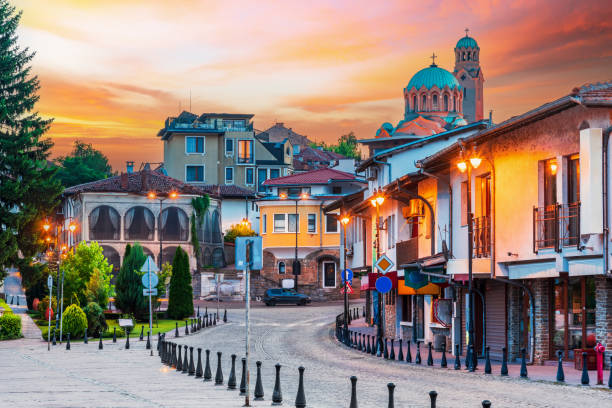 Veliko Tarnovo, Bulgaria. Tsarevets old town in historical city. Veliko Tarnovo, Bulgaria. Tsarevets old town in historical city Veliko Tarnovo, former bulgarian capital, beautiful summer evening. veliko tarnovo stock pictures, royalty-free photos & images