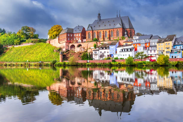 istock Saarburg, Germany - Old town and Saar River reflection. 1369291314
