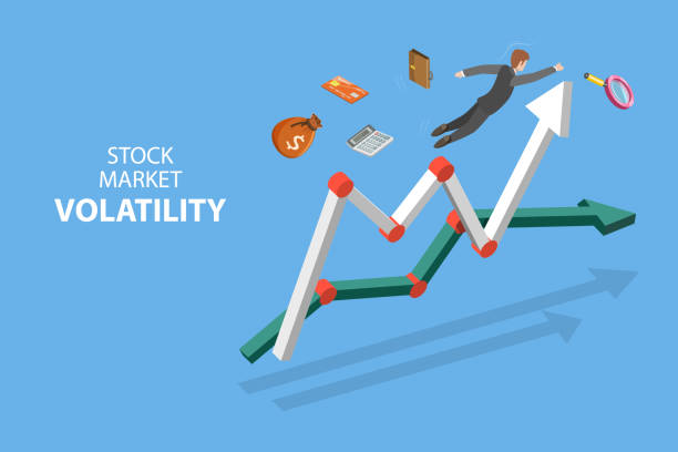 3D Isometric Flat Vector Conceptual Illustration of Stock Market Volatility 3D Isometric Flat Vector Conceptual Illustration of Stock Market Volatility, Risks of Financial Investments stock certificate growth price market stock illustrations