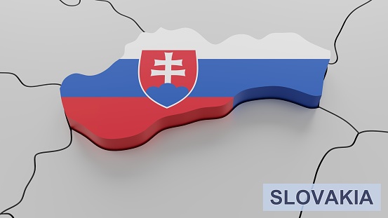 Slovakia map 3D illustration. 3D rendering image and part of a series.