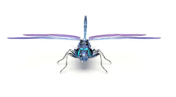 Photo of 3D concept of flying robot, dragonfly drone