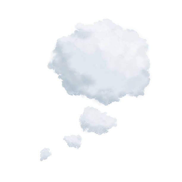 Clouds in shape of a thinking bubble Thought bubble clouds illustration isolated on white background ethereal stock pictures, royalty-free photos & images