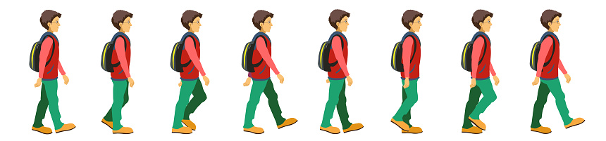 Character Walk Cycle Animation Frame By Frame 2d Animation College  Illustration Stock Illustration - Download Image Now - iStock