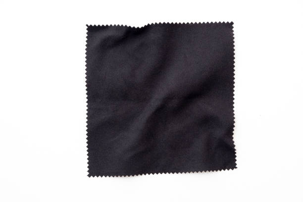 istock Black square piece of cloth, napkin isolated on white 1369296150