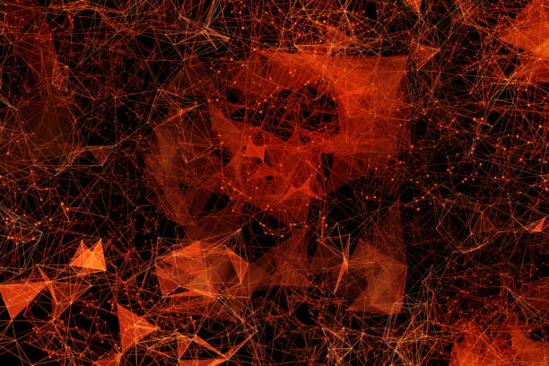 Connect the dots, abstract plexus style blockchain technology background, 2d illustration with lines, dots and triangles