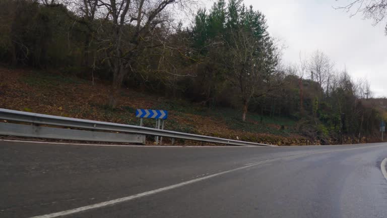 4k video of the subjective camera of a vehicle driving through the mountain roads of El Bierzo