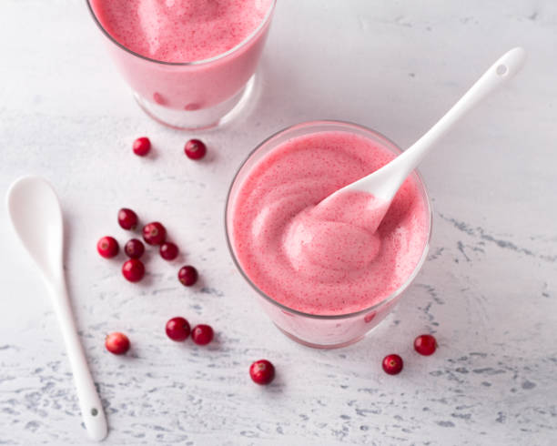 istock Vegan cranberry mousse with semolina and fresh cranberries 1369301407