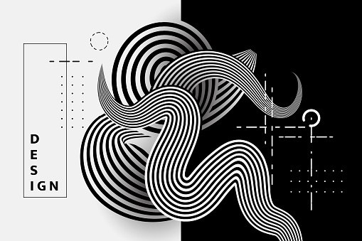 Black and white design. Pattern with optical illusion.