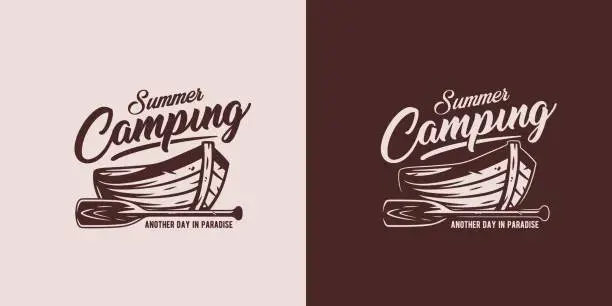 Vector illustration of Design with boat and paddle for travel in camping