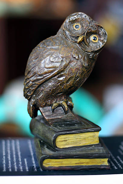 istock Owl shaped paperweight standing on a book 1369309963