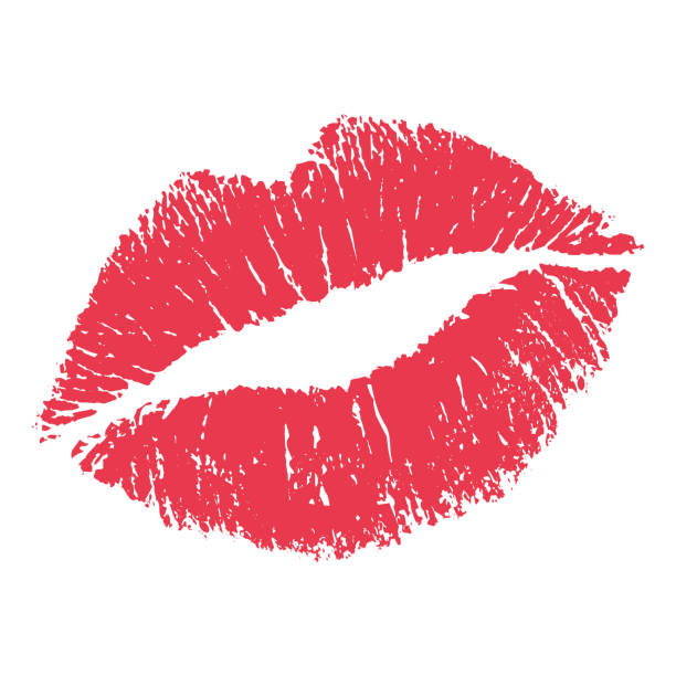 illustrazioni stock, clip art, cartoni animati e icone di tendenza di rossetto bacio - rosso - white background love concepts shape