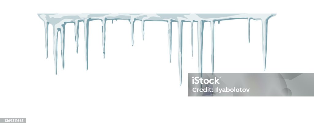 Dangling handing icicles on a white background. Dangling icicles on a white background. A simple illustration of icing. Ice stock vector