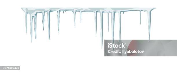 Dangling Handing Icicles On A White Background Stock Illustration - Download Image Now - Ice, Icicle, Snow