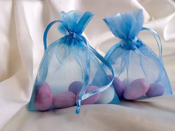 Sugared almond wedding favours, traditionally given as gifts to female wedding guests.