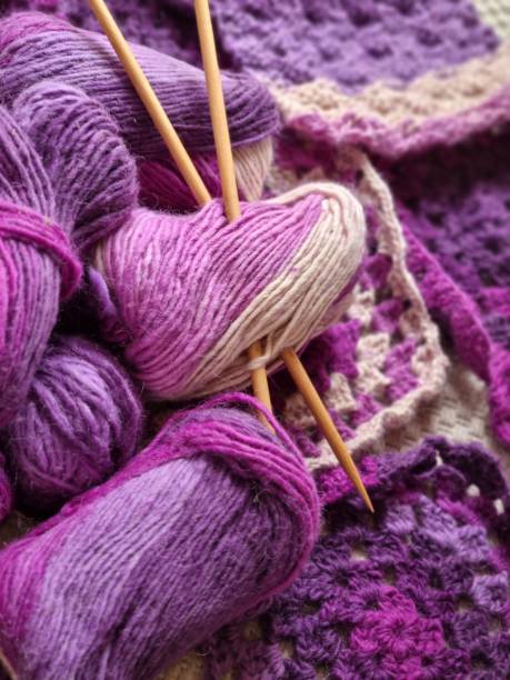 istock Crochet Hand Knitted Purple Blanket 1369314165
