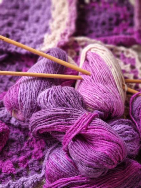 istock Crochet Hand Knitted Purple Blanket 1369314365