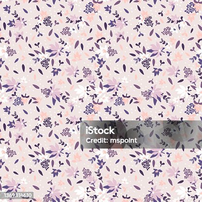 istock Seamless floral pattern, vector seamless background with spring flowers. Organic flat style vector illustration 1369314610