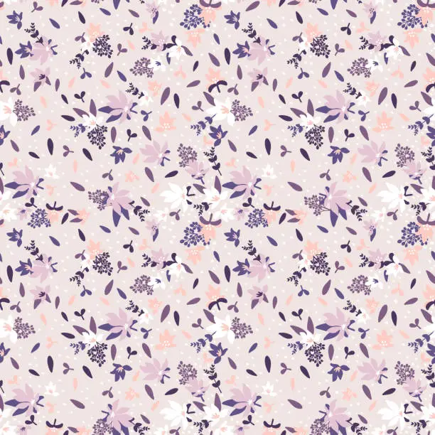 Vector illustration of Seamless floral pattern, vector seamless background with spring flowers. Organic flat style vector illustration