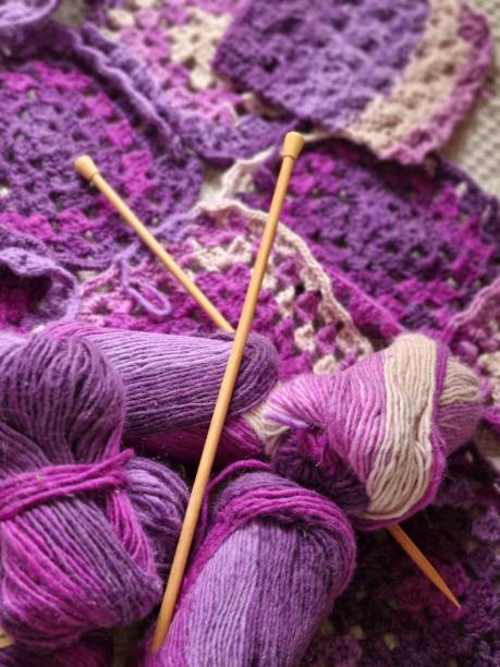 istock Crochet Hand Knitted Purple Blanket 1369314720