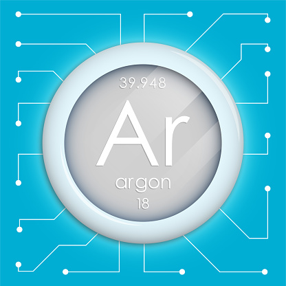 Tombol Realistis Dengan Simbol Argon Unsur Kimianya Adalah Argon Vektor