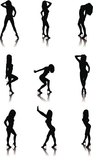 실루엣 색시한 여자아이 파트 1 - the human body dancing female silhouette stock illustrations