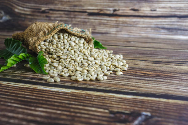 Coffee beans in linen bag