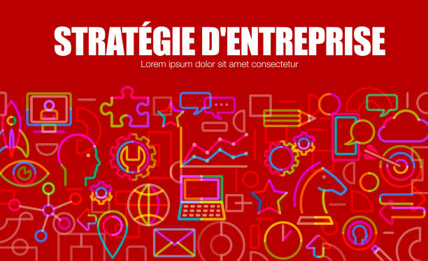 illustrations, cliparts, dessins animés et icônes de bannière de stratégie d’entreprise dans français, stratégie d’entreprise - stratégie dentreprise