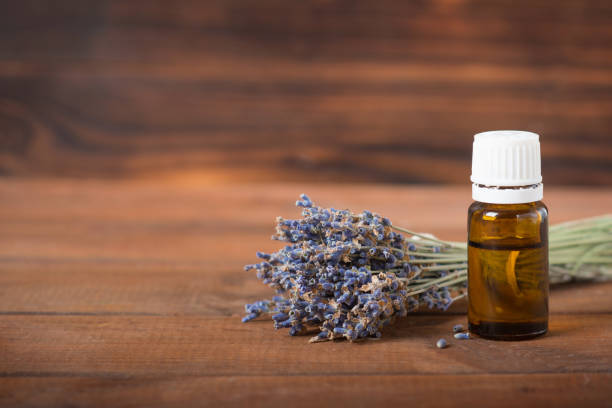 istock Flask with lavender oil. lavender oil 1369319883
