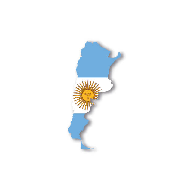 istock Argentina - white 3D silhouette map of country area with dropped shadow on white background. Simple flat vector illustration 1369320390