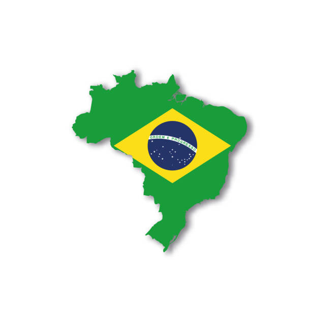 istock Brazil - white 3D silhouette map of country area with dropped shadow on white background. Simple flat vector illustration 1369320412