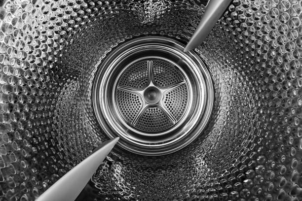 Washing Dryer Machine inside view of a drum. Laundry basket