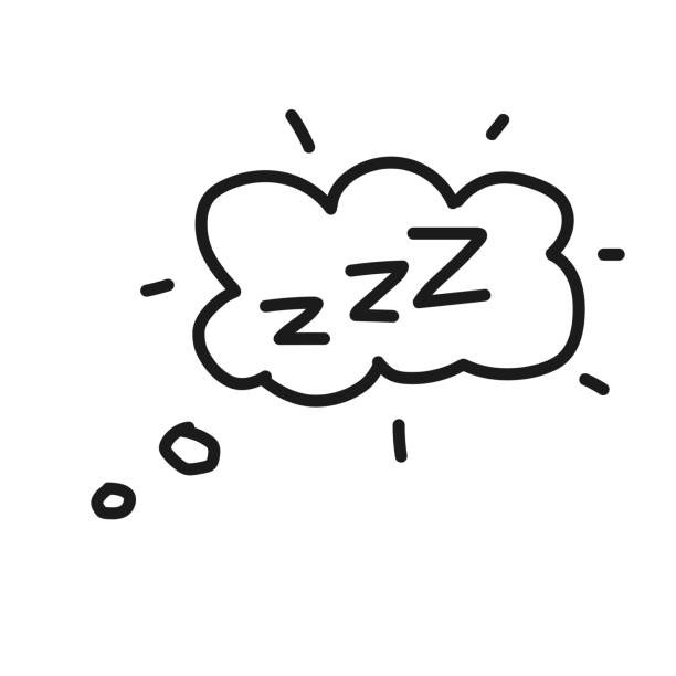 illustrations, cliparts, dessins animés et icônes de onde de sommeil zzz dessinée à la main dans le nuage isolé sur le fond blanc. illustration vectorielle - off balance