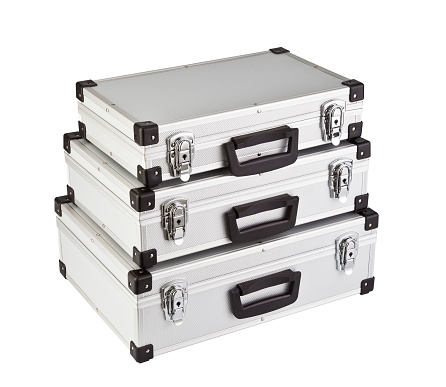 group of aluminum tool case wiith clipping path