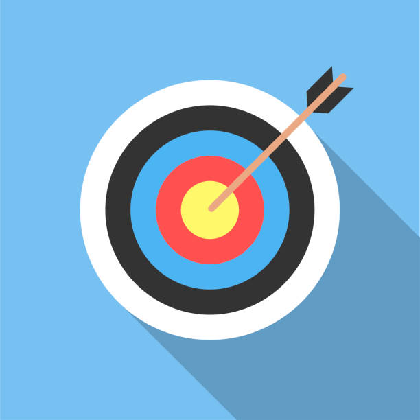The target for archery is isolated on a white background. The concept of achieving a goal in business or in another matter. Flat style. Vector illustration. The target for archery is isolated on a white background. The concept of achieving a goal in business or in another matter. Flat style. Vector illustration. accuracy stock illustrations