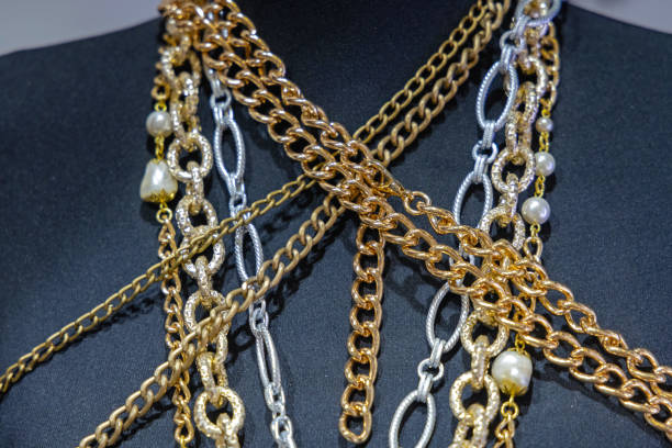 istock Golden Chains Necklaces 1369339258