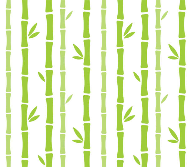 bezszwowy bambusowy wzór z kreskówek - bamboo shoot stock illustrations